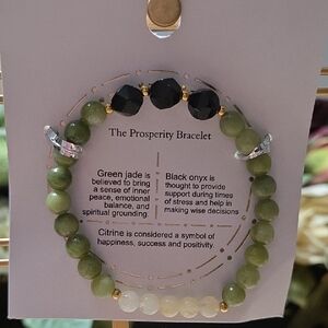 Prosperity Bracelet with Green Jade, Citrine and Black Onyx
